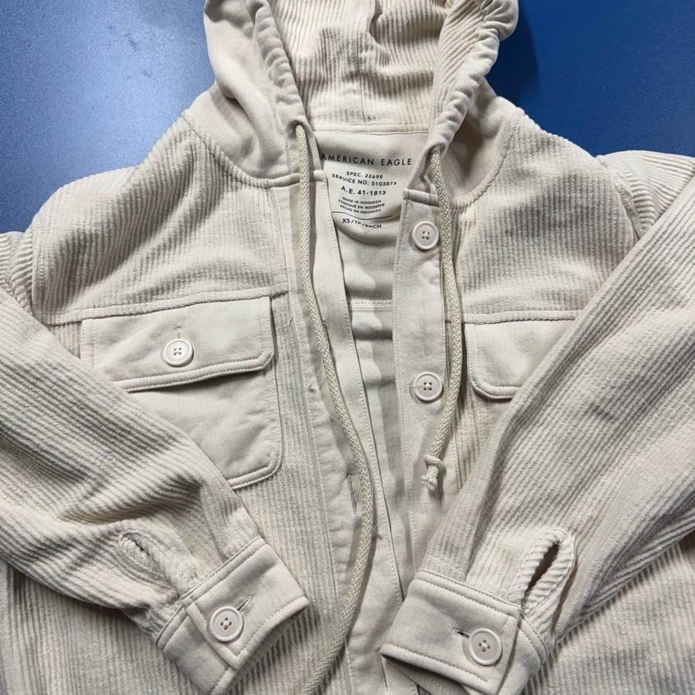 American Eagle Off-White Hooded Jacket